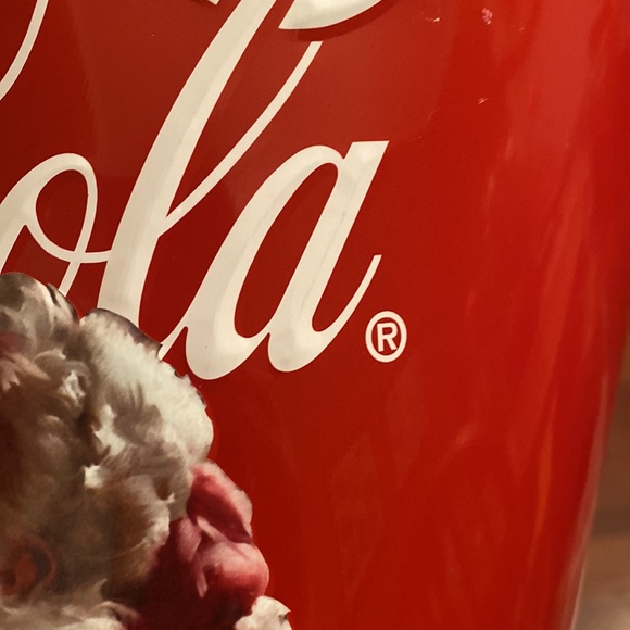 Retro Coca Cola Red White Santa Tin Bucket wHandle EUC 7 1/2” Tall - Picture 8 of 15